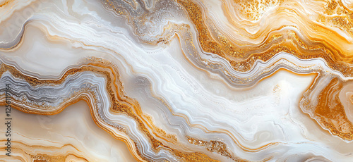 Gold and white marble background with golden veins, showcasing elegant patterns and textures. This luxurious design adds sophistication to any space