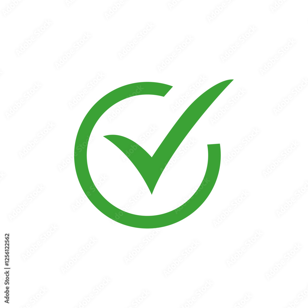 Green check mark icon in a circle. Tick symbol in green color, vector illustration. Success symbol for website computer and mobile vector Green check mark icon in a circle. Tick symbol in green color, vector illustration. Success symbol for website computer and mobile vector