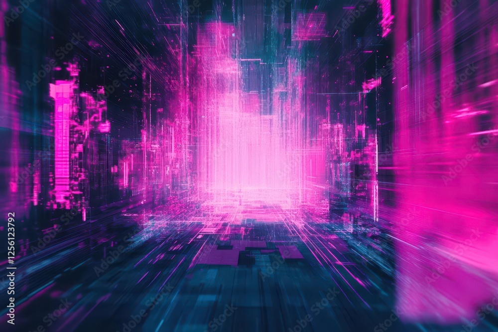 custom made wallpaper toronto digitalcyberpunk glitch art background, distorted digital waves in neon pink, purple, and electric blue, retro-futuristic aesthetic with dynamic motion effects