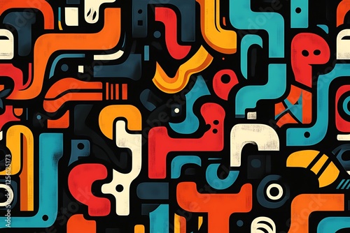 Wallpaper Mural Abstract geometric pattern with vibrant colors and organic shapes. Torontodigital.ca