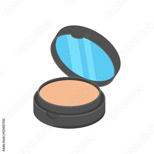 Compact Powder, Cosmetics Vector Illustration Isolated