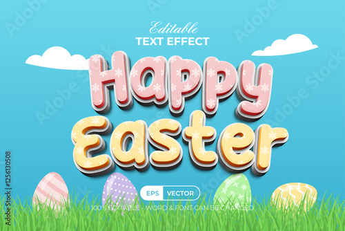Happy Easter Text Effect Style. Editable Text Effect.