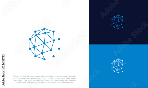 Abstract artificial intelligence logo. Innovative high tech logo template. Smart computer. machine learning. Cognitive logo. Technology Logo.