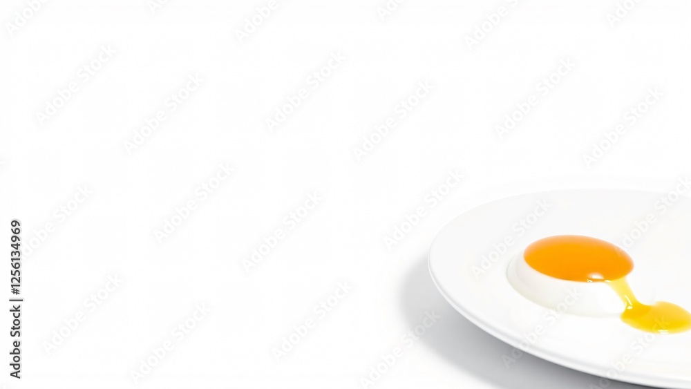 Gourmet Dessert Creamy White Mousse with Orange Glaze on White Plate Gourmet Dessert Creamy White Mousse with Orange Glaze on White Plate