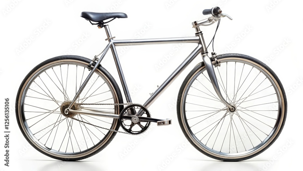 Obraz premium Silver Bicycle on White Background