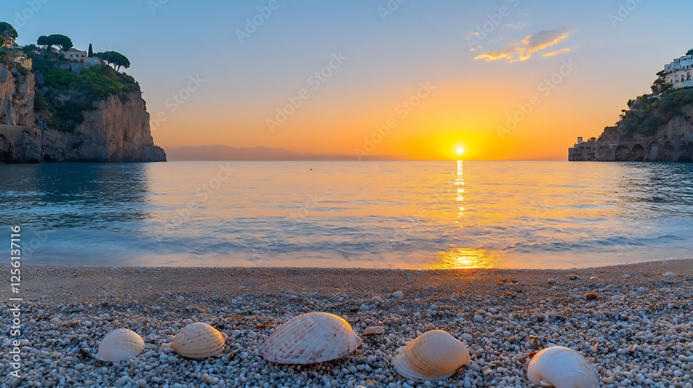  amalfi coast sunset shell reef beach