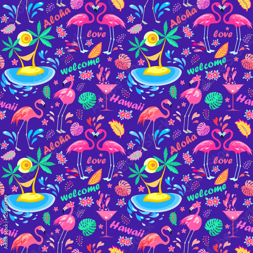 Seamless wallpaper with funny summer print.eps