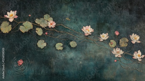 Serene Water Lilies: A Tranquil Pond Painting