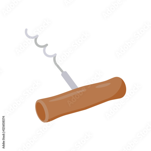 Cork Screw, Kitchen Vector Illustration Isolated