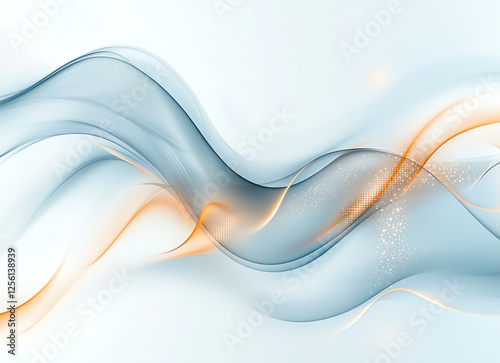 Abstract blue and orange wave design with smooth flowing lines and light effects, creating modern and dynamic background