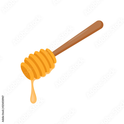 Honey Dipper, Kitchen Vector Illustration Isolated