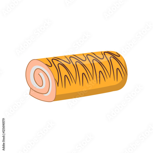Swiss Roll, Sweets Vector Illustration Isolated