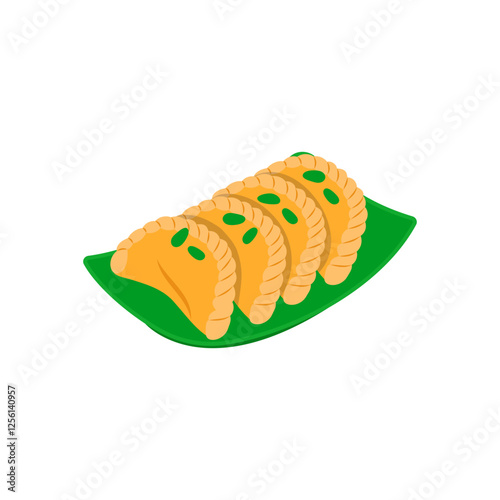 Gujiya, Sweets Vector Illustration Isolated