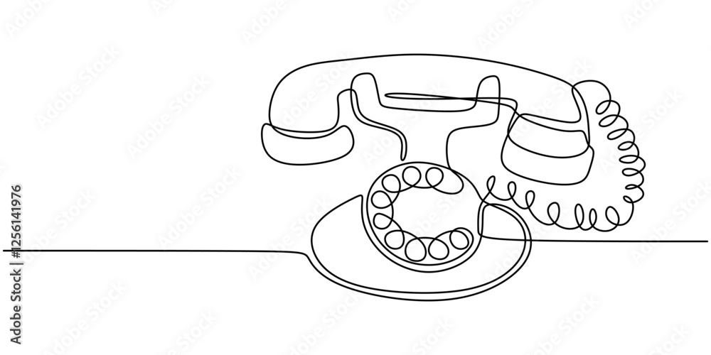 Continuous one line drawing of a retro telephone. Symbol of classic communication devices and historical technology.