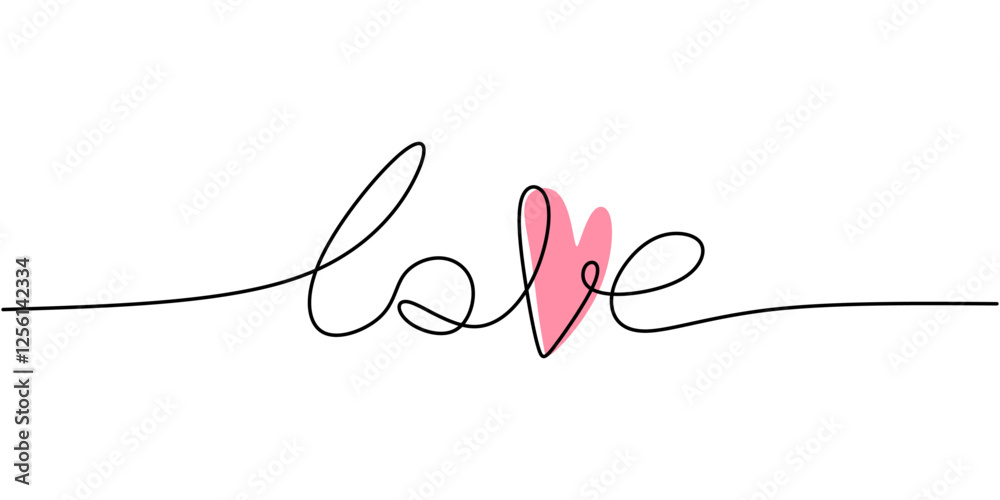 Continuous One line drawing of Love. A universal symbol of affection and love. Continuous One line drawing of Love. A universal symbol of affection and love.