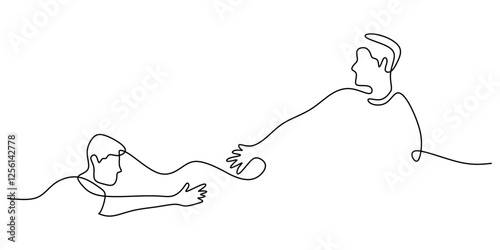 Continuous One line drawing of Kindness. Emblem of empathy and compassion for others.