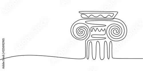 Continuous One line drawing of Roman Column. Depicting classic architecture with basic pillar lines and simple details.