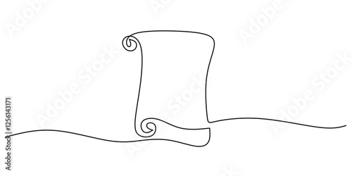 Continuous One line drawing of Ancient Scroll. Representing written history through a simple scroll.