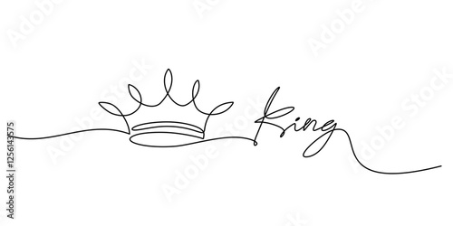 Continuous One line drawing of Crown. Representing monarchy with a basic crown shape.
