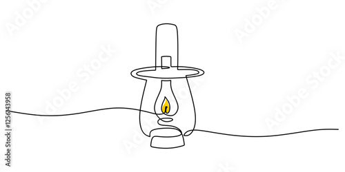 Continuous One line drawing of Lantern. Representing lighting with minimalist glass and handle design.