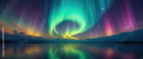 Phenomenon aurora lights of abstract background and textured rainbow colors in selective focus. in a dark background