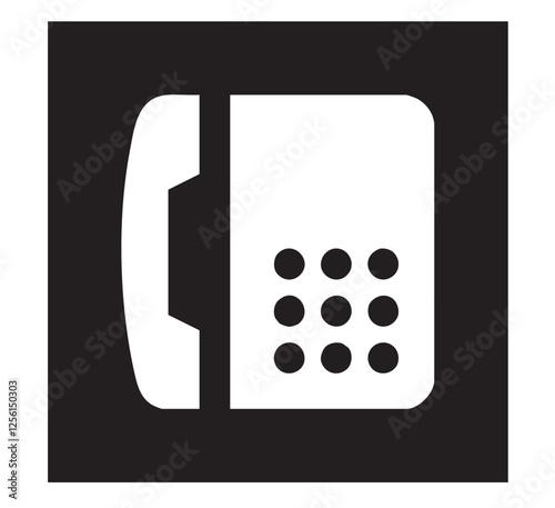 Square black landline telephone vector icon.