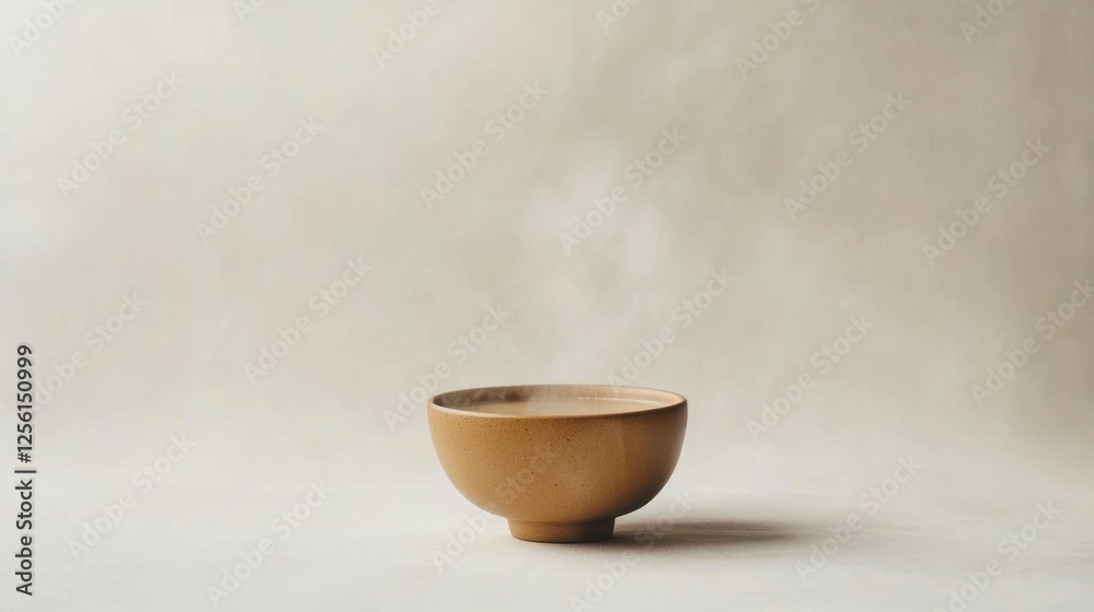 Elegant ceramic bowl on neutral background with soft lighting Elegant ceramic bowl on neutral background with soft lighting