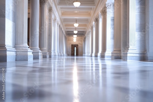Grand Hallway with Classic Columns and Polished Marble Floor