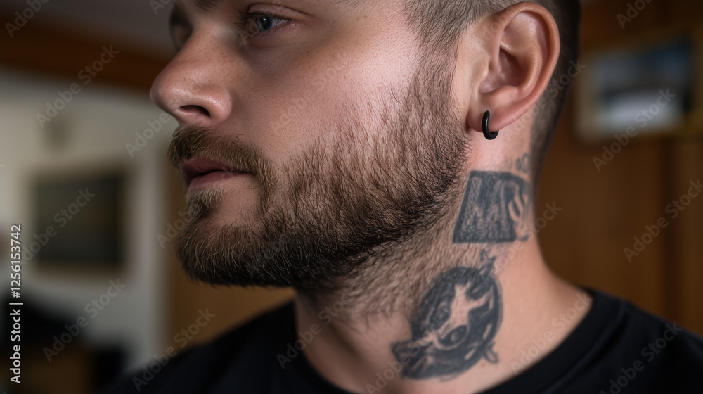Fototapeta premium Close-Up of a Pierced Earlobe