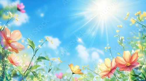 In the distance, a small brook flows, its sparkling water catching the sun's rays and reflecting them like diamonds. 