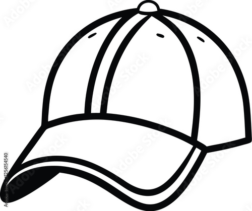 Baseball cap silhouette, baseball cap vector icon design, casual headwear illustration