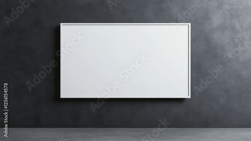 Blank White Board on Dark Gray Wall in Minimalist Gallery Space