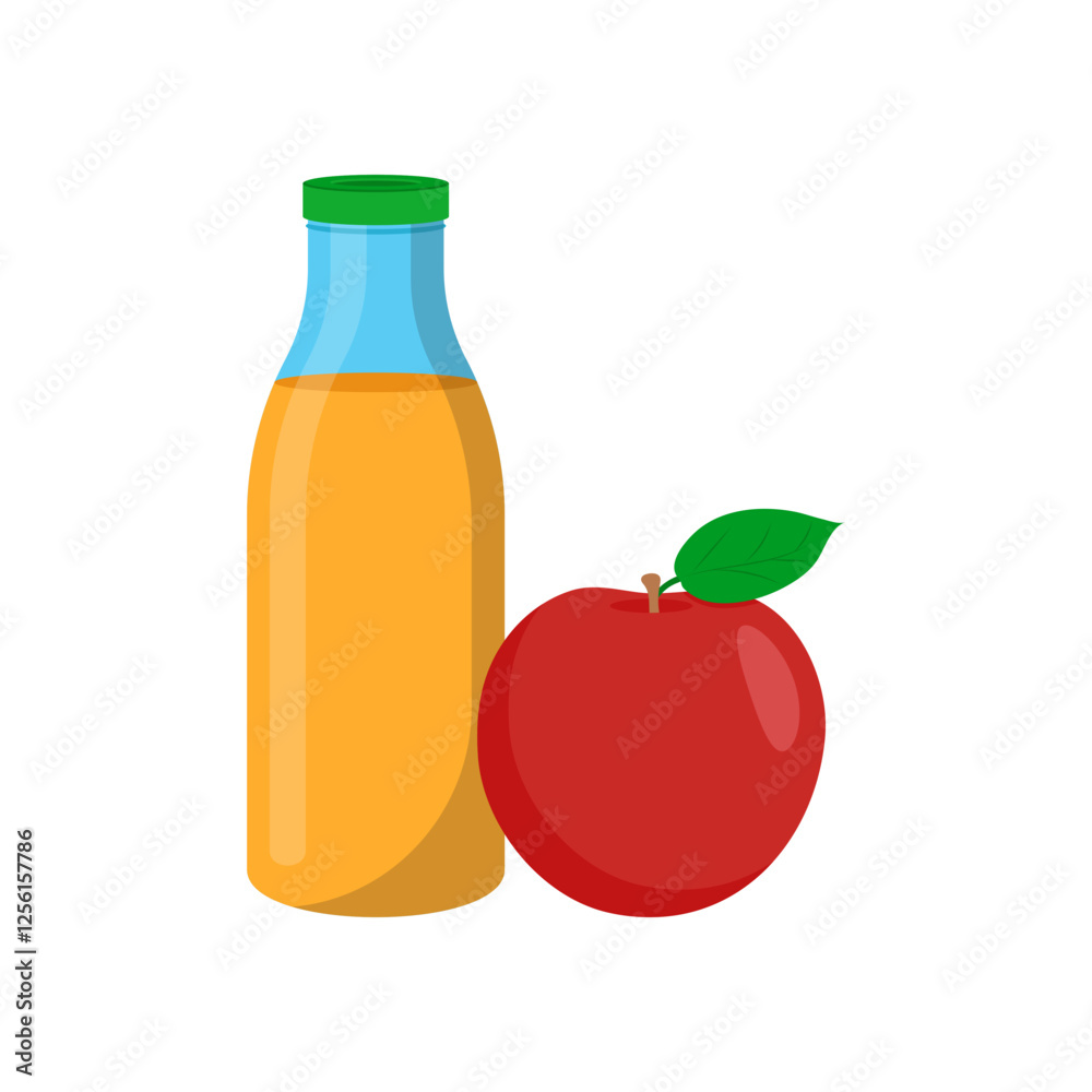 Apple Juice, Fitness Flat Vector Illustration Isolated Apple Juice, Fitness Flat Vector Illustration Isolated