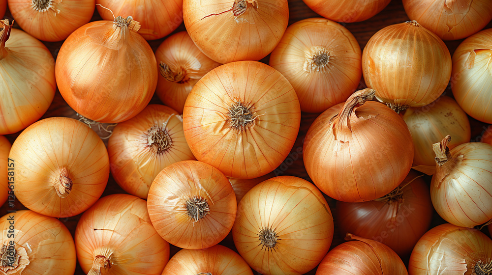 pile fresh plump golden onions overhead view vibrant colors skin texture vegetables pile fresh plump golden onions overhead view vibrant colors skin texture vegetables
