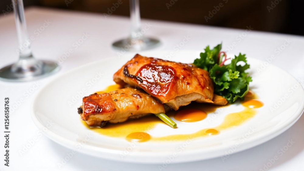 Gourmet Glazed Chicken Dish with Sauteed Greens Gourmet Glazed Chicken Dish with Sauteed Greens