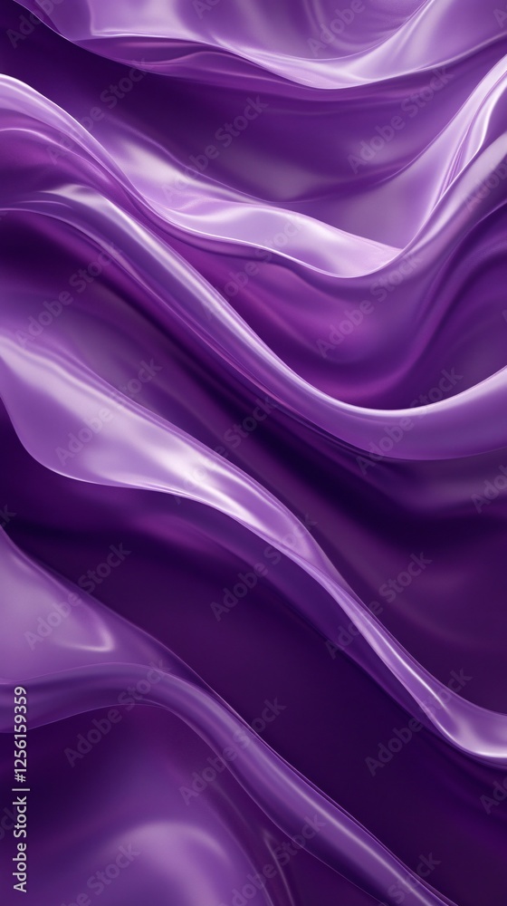 Obraz premium A stunning display of deep purple satin fabric gracefully flowing in waves, creating a rich and luxurious visual texture.