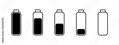 Battery icons set. Battery charge level indicators icons set. Vector illustration