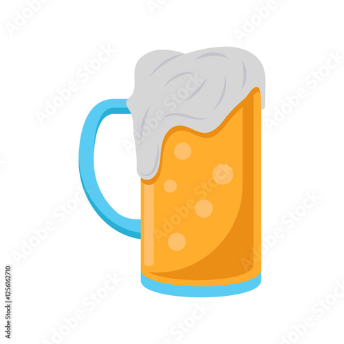 Chilled Beer, Summer Flat Vector Illustration. Isolated