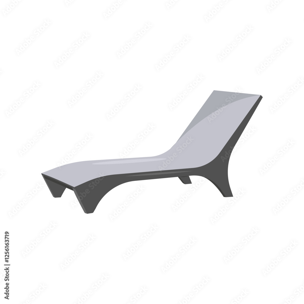 Sun Lounger, Summer Flat Vector Illustration. Isolated