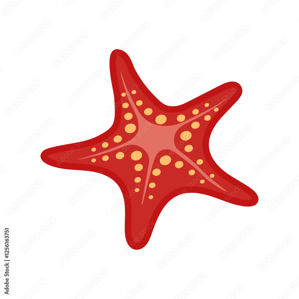 Star Fish, Summer Flat Vector Illustration. Isolated