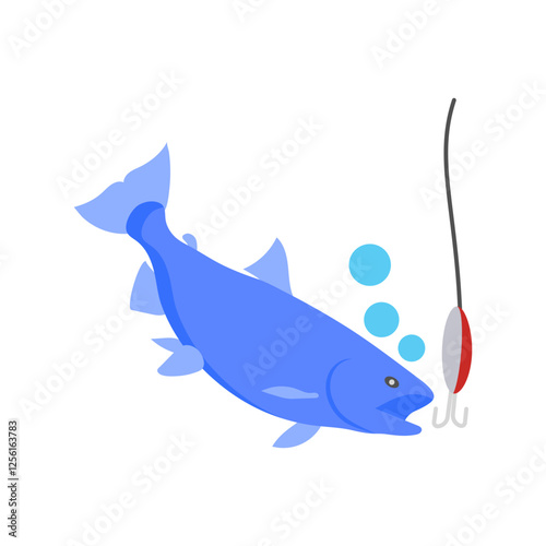 Fishing, Summer Flat Vector Illustration. Isolated