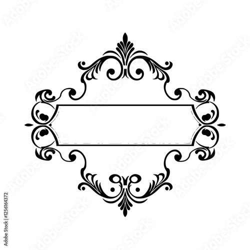 Black and White Ornamented Frame with a Central Blank Space