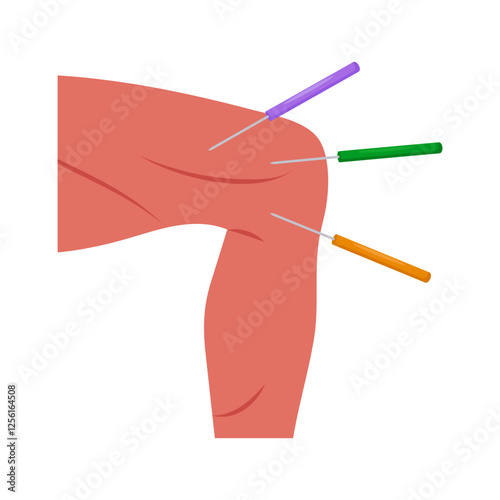 Leg Acupuncture flat vector illustration isolated