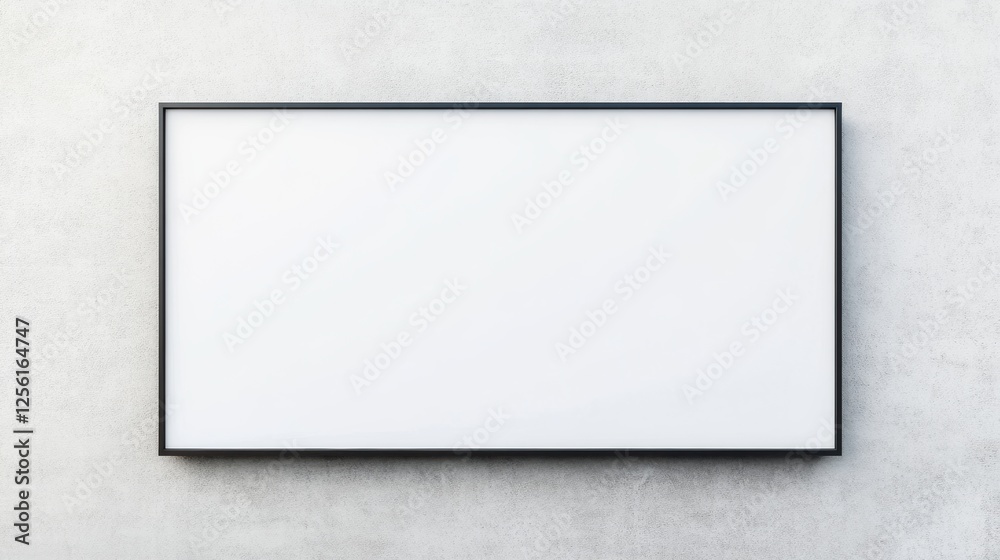 Minimalistic Black Frame Blank Canvas on Gray Concrete Wall Minimalistic Black Frame Blank Canvas on Gray Concrete Wall
