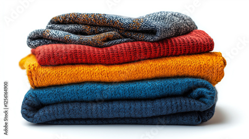 Colorful stack of cozy knit sweaters inviting the warmth of fall