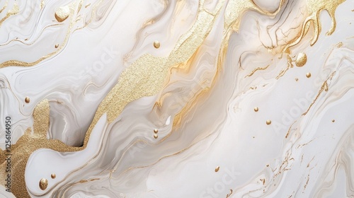 Elegant Gold and White Abstract Marble Texture