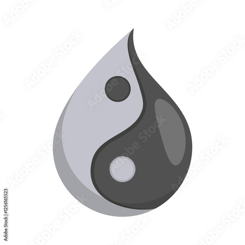 Yin Yang, Raindrops, flat vector illustration isolated