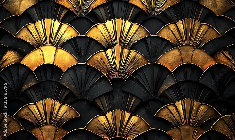 Elegant gold and black Art Deco pattern. Elegant gold and black Art Deco pattern.