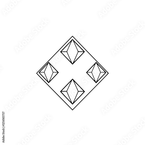 Simplified diamond-shaped pattern, black lines on white, a graphic rendering.