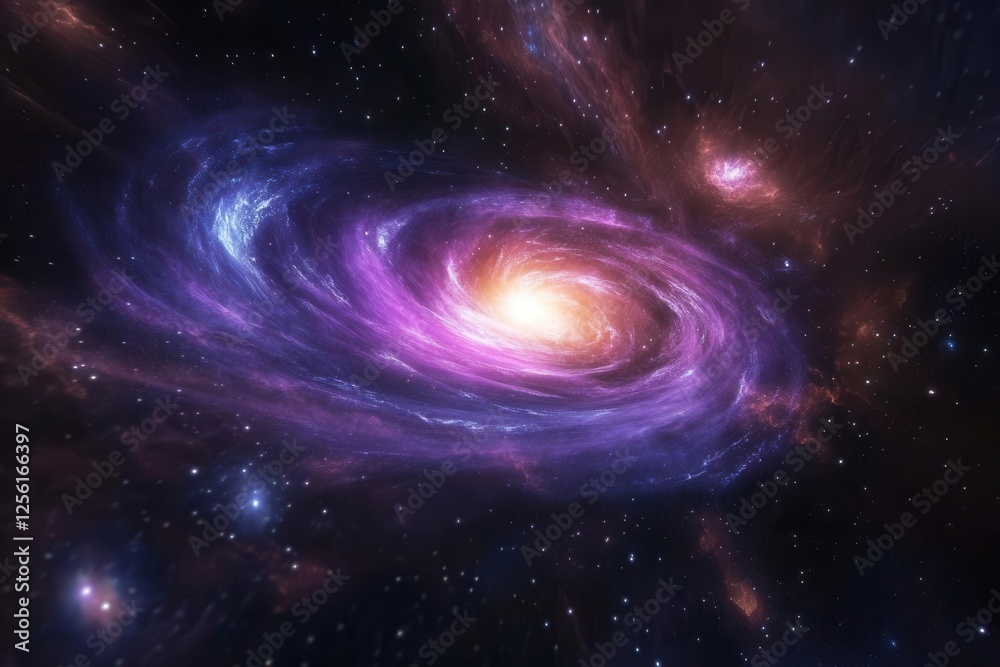 Obraz premium ethereal nebula swirling with vibrant purples and teals, distant galaxies glowing like jewels, dramatic stellar formations in deep space